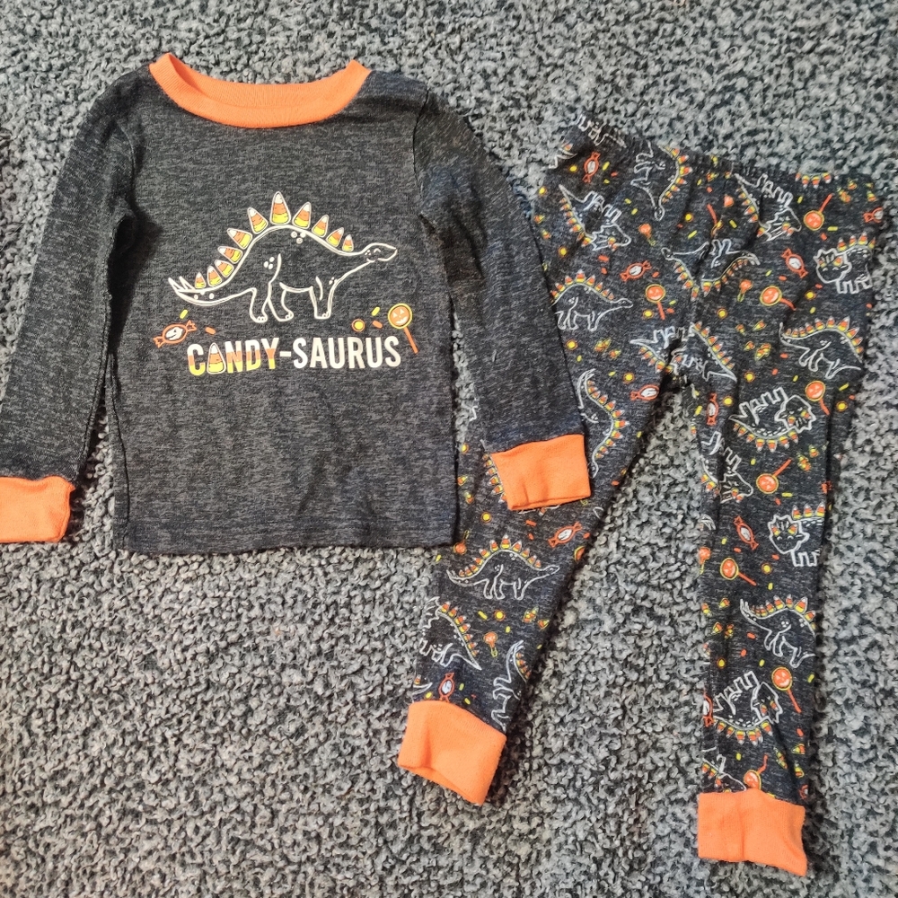 Trick Or Treat Sleep Boys Toddler 3t Halloween Dinosaur Pajamas Set Candy Corn